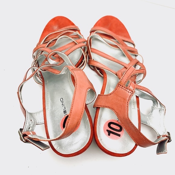 BANDOLINO KITCHIE Stacked Leather Heels Sandals 10 - Picture 2 of 11